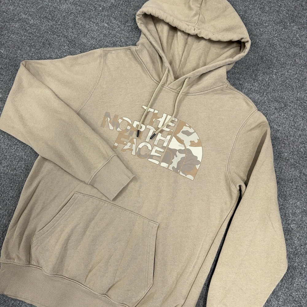 The North Face Hoodie‎ Men Small Khaki Tan Desert Camo Box Logo Fleece